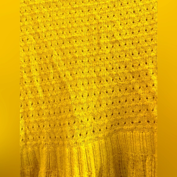 MOTH citron cardigan sweater size small. Pretty open weave pattern has peplum - Picture 9 of 10